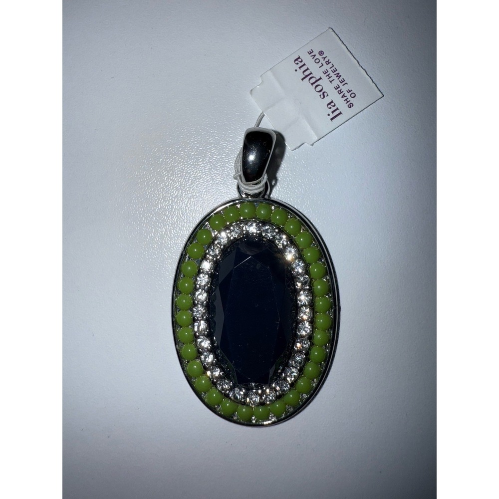 Lia Sophia "Full Speed" SilverTone w/Cut Crystals & Resin Slide